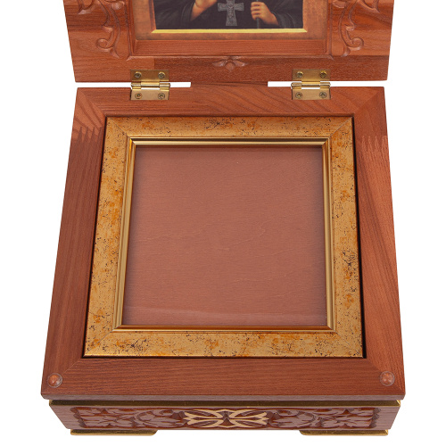 Ковчег для мощей "Суздальский", цвет "кипарис" с золотом (поталь), 20х20х13 см фото 4