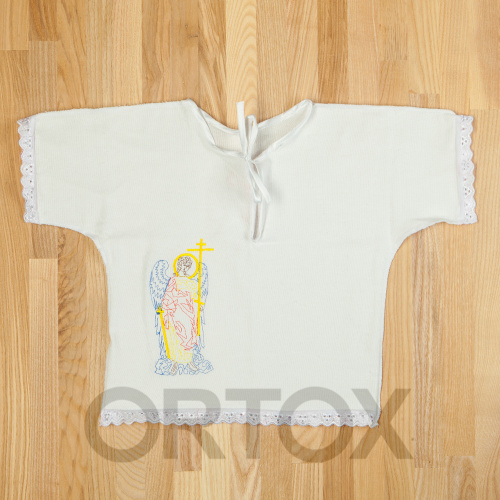 Рубашка для крещения на младенца (1 год), белая, фланель, вышивка фото 3