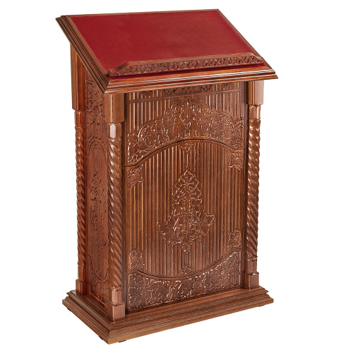 Аналой центральный "Суздальский", цвет "кипарис", тумба, красная ткань, высота 130 см фото 2