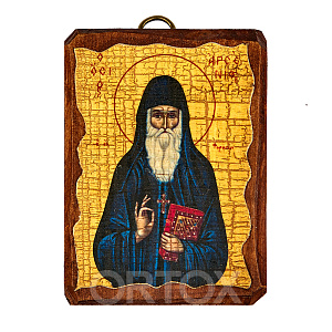 Икона преподобного Арсения Каппадокийского, 6,5х9 см, под старину (береза)