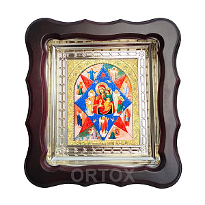 Икона Божией Матери "Неопалимая Купина", 20х22 см, фигурная багетная рамка (темный киот)