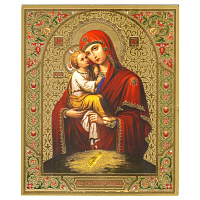 Икона Божией Матери "Почаевская", 10х12 см, бумага, УФ-лак