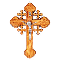 Крест настенный деревянный с распятием из цинкового сплава, 19,5х27 см