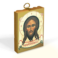 Икона Спасителя "Нерукотворный образ" на деревянной основе светлая, на холсте с золочением