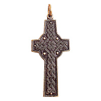 Крест нательный с четырехременной плетенкой, латунь, 2,2х4,6 см