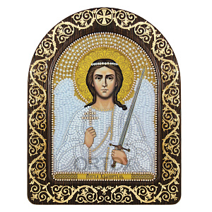 Набор для вышивания бисером "Икона Ангела Хранителя", 13,5х17 см, с фигурной рамкой (7 цветов бисера)