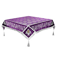 Пелена на престол комбинированная, фиолетовая с серебром, вышивка