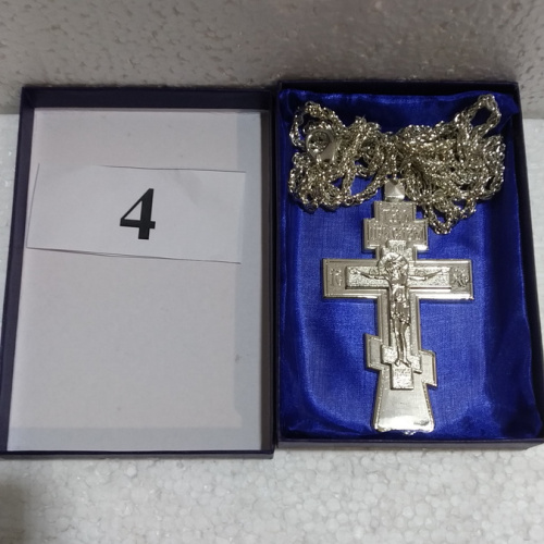 Крест наперсный с цепью, 6х11 см, никелирование, У-0671 фото 9
