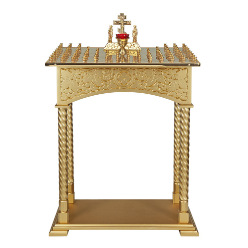Панихидный стол на 70-100 свечей "Суздальский" позолоченный, колонны, резьба фото 3