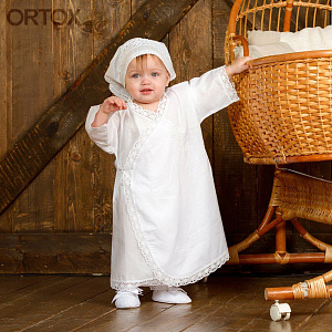 Комплект для крещения "Мечта" белый: рубашка и пеленка, хлопок, размер в ассортименте (размер 62)
