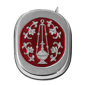 Ладаница из нейзильбера с холодной эмалью, 7,5х5,5х1,8 см (красная эмаль)