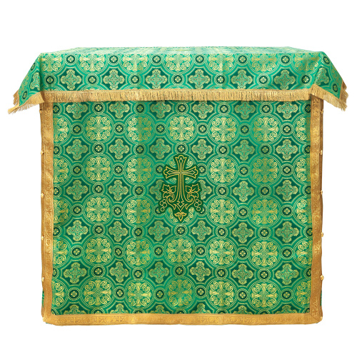 Облачение на престол с пеленой, шелк "Горненский", зеленое с золотом фото 2