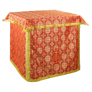 Облачение на престол с пеленой, шелк "Горненский", красное (80х80х100 см)