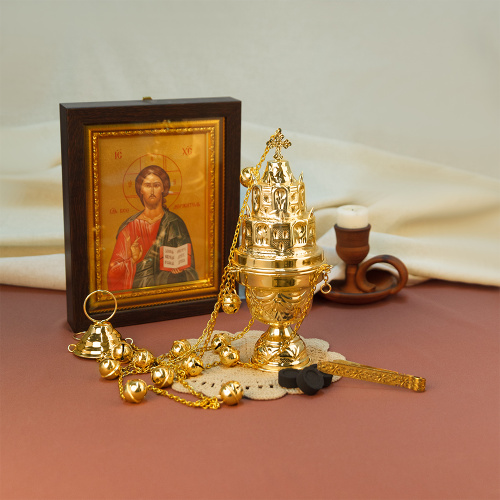 Кадило № 36, латунь, покрытие под золото, 13х27 см фото 2 Кадило № 36, латунь, покрытие под золото, 13х27 см фото 2