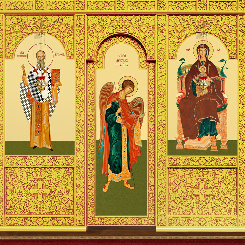 Иконостас деревянный "Суздальский" трехъярусный, цвет "золото", 608х483х25,4 см фото 6 Иконостас деревянный "Суздальский" трехъярусный, цвет "золото", 608х483х25,4 см фото 6