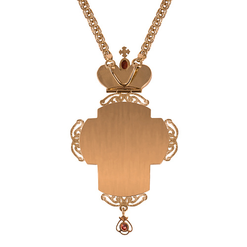 Крест наперсный из ювелирного сплава в позолоте с цепью, фианиты, 7,7х15 см фото 3