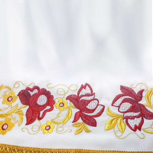 Подризник белый с рисунком "Роза", мокрый шелк, вышивка фото 3