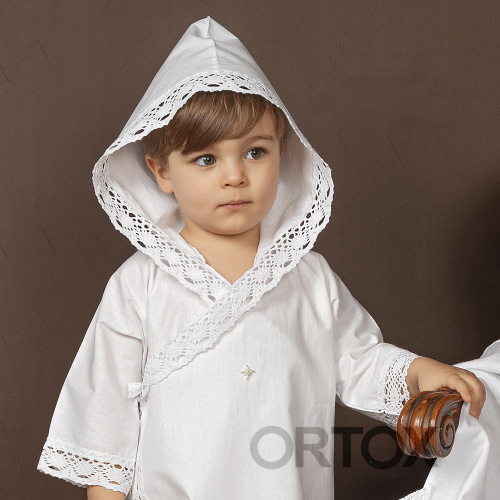 Рубашка для крещения "Нежное кружево" на 3 года белая, фланель фото 3