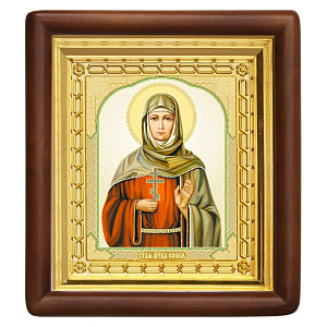Икона мученицы Софии Римской, 18х20 см, деревянный киот (светлый киот)