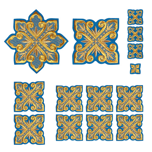 Набор крестов для иерейского облачения голубой, золотая нить фото 2 Набор крестов для иерейского облачения голубой, золотая нить фото 2