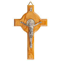 Крест настенный деревянный с распятием из цинкового сплава, 10х17 см