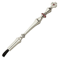 Стрючица из ювелирного сплава в серебрении с фианитами, длина 9 см