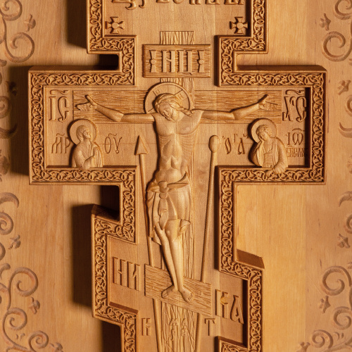 Настенное панно "Крест восьмиконечный", 53х67 см, ольха фото 8