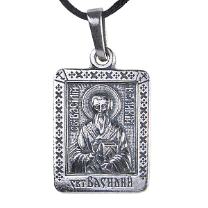 Образок мельхиоровый с ликом святителя Василия Великого, серебрение (средний вес 5 г)