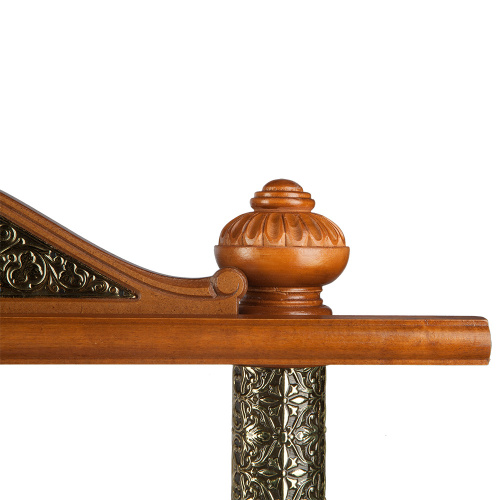 Полка для икон угловая двухъярусная, цвет орех, басменный декор, 63х33х38 фото 4