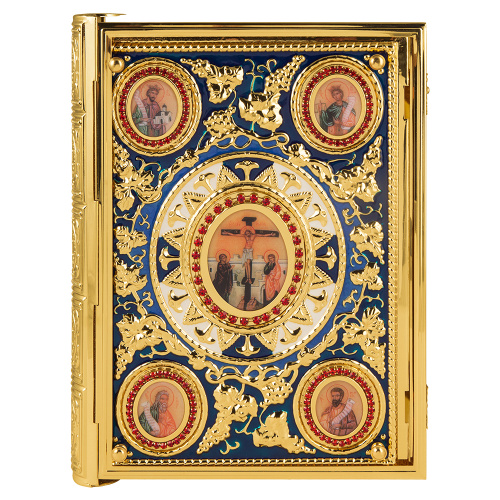 Оклад для Евангелия напрестольного, цинковый сплав, цвет "под золото", 27х5х35 см фото 2