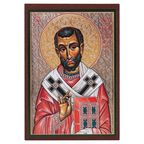 Икона святителя Амвросия Медиоланского, МДФ, 6х9 см
