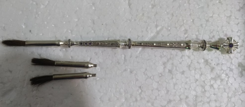 Купить стрючица из ювелирного сплава в серебрении, с запасными кисточками, длина 20,5 см, №3, у 29-1647 фото 2 Купить стрючица из ювелирного сплава в серебрении, с запасными кисточками, длина 20,5 см, №3, у 29-1647 фото 2