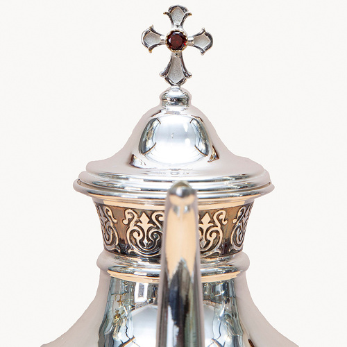 Чайник для теплоты из ювелирного сплава в серебрении, высота 25 см, 0,7 л фото 7 Чайник для теплоты из ювелирного сплава в серебрении, высота 25 см, 0,7 л фото 7