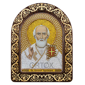 Набор для вышивания бисером "Икона святителя Николая Чудотворца", 13,5х17 см, с фигурной рамкой №1 (6 цветов бисера)