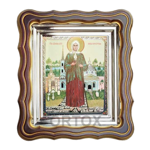 Икона блаженной Ксении Петербургской, 25х28 см, патинированная багетная рамка