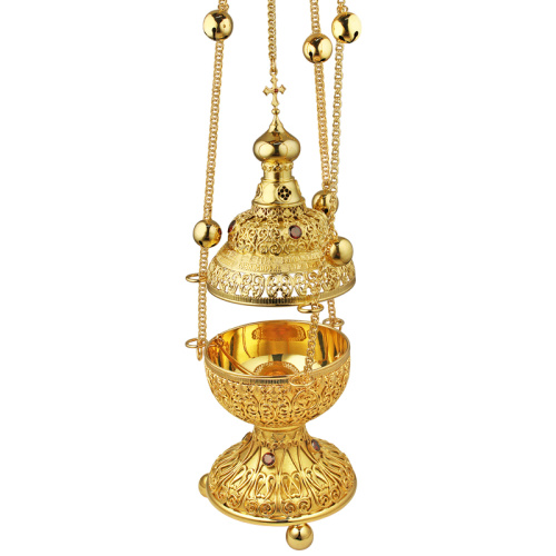 Кадило из ювелирного сплава в позолоте с камнями фото 2