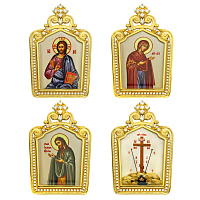 Накладки на митру (комплект из 4 штук) из ювелирного сплава в позолоте, с фианитами, №20