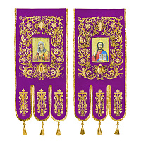 Хоругви вышитые фиолетовые, 66х138 см, комплект