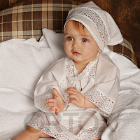 Комплект для крещения "Колокольчик" белый: рубашка и пеленка, хлопок, размер 74