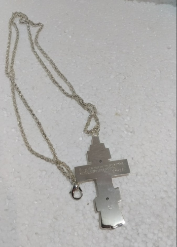 Крест наперсный с цепью, 6х11 см, никелирование, У-0671 фото 19