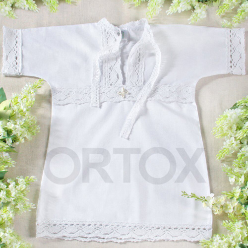 Комплект для крещения "Классика" белый: рубашка, чепчик, пеленка, размер в ассортименте фото 11