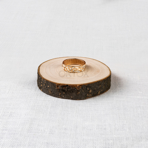 Кольцо серебряное с гравировкой, штамп, позолота фото 2