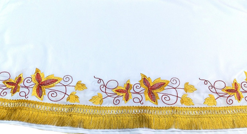 Подризник белый с рисунком "Августовский", мокрый шелк, вышивка фото 2