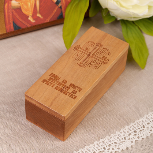 Крестильный ящик деревянный с наполнением, резной, 11,4х4,6х4,2 см фото 2