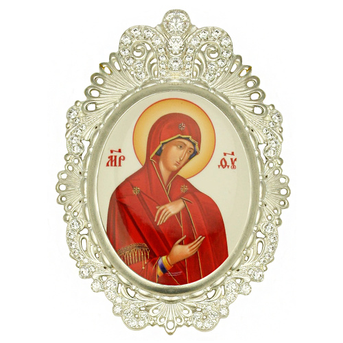 Накладки на митру (комплект из 4 штук) из ювелирного сплава в серебрении, с фианитами, №28 фото 3