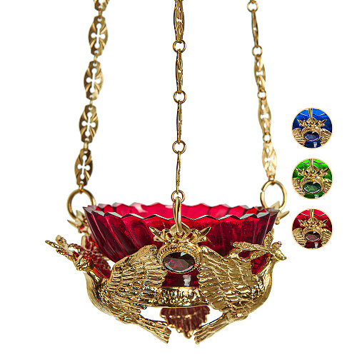 Лампада подвесная из ювелирного сплава в позолоте, 9х5 см