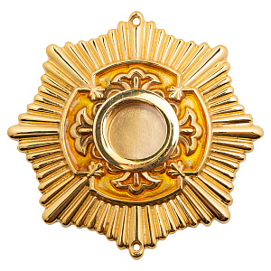 Мощевик накладной из ювелирного сплава в позолоте с эмалью, Ø 65/16 мм (желтая эмаль)