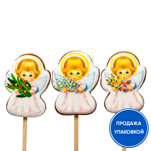 Имбирный пряник на палочке "Ангелочек" №1 (упаковка 35 шт.)