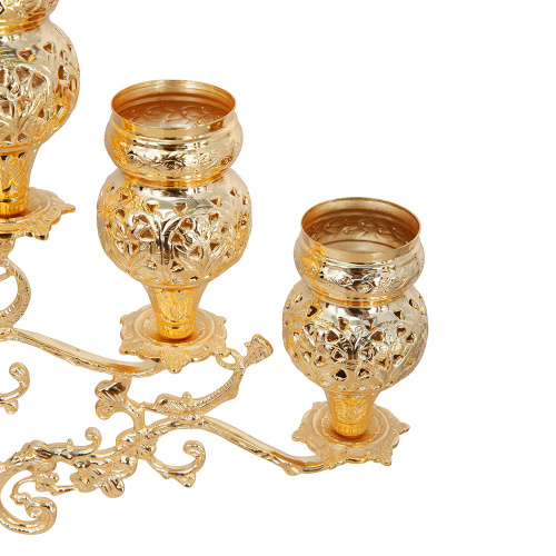 Семисвечник напрестольный латунный, покрытие под золото, 66,5х66 см фото 4 Семисвечник напрестольный латунный, покрытие под золото, 66,5х66 см фото 4