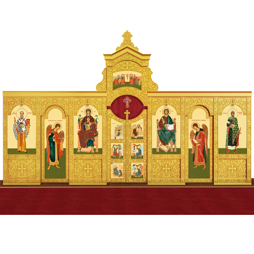 Иконостас деревянный "Суздальский" одноярусный, цвет "золото", 608х378х25,4 см фото 2